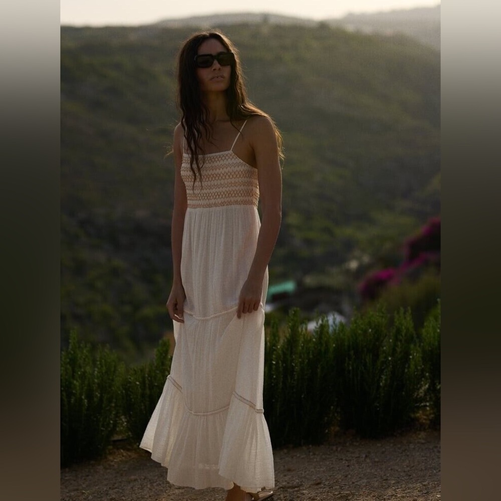 Zara Combination Tiered Midi Dress